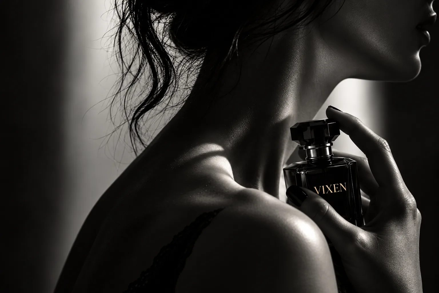 Applying Vixen fragrance